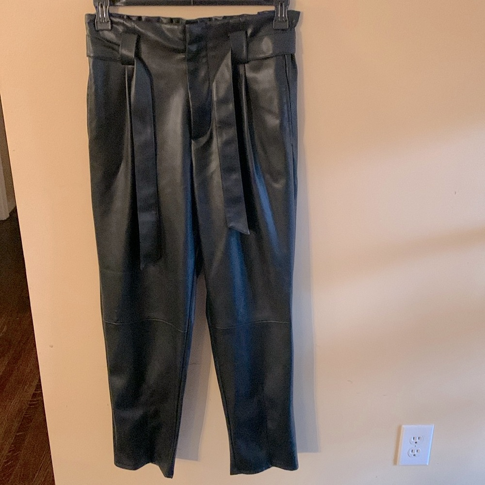 Black faux leather pants